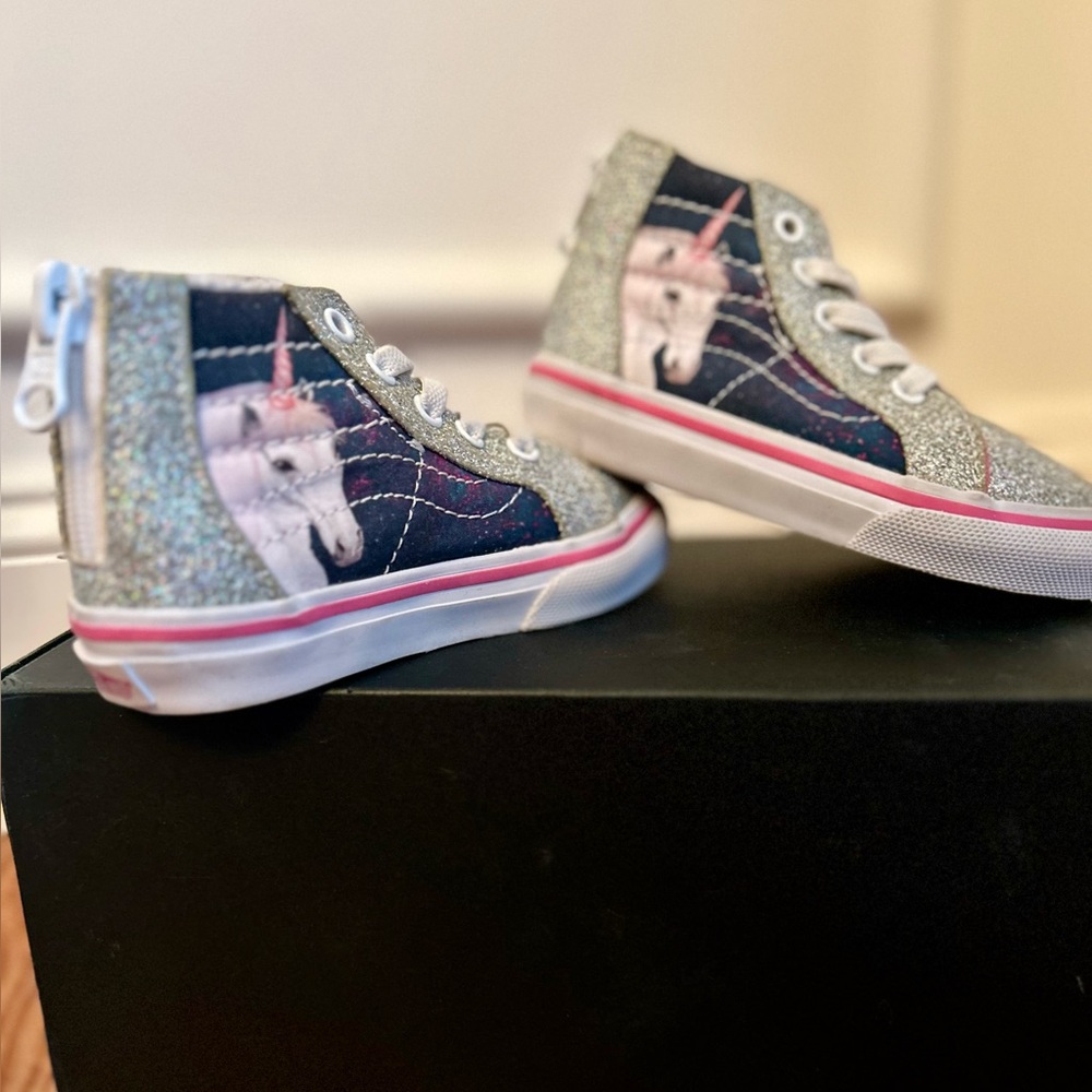Vans Silver Pink Glitter High-Top Sneakers